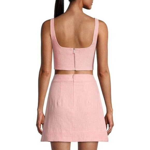 Bec & Bridge Bonnie Cut-Out Crop Top in Peony Pink 6 Womens Cropped Tank - Picture 12 of 15